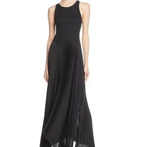 Theory Vinessi Mixed Rib-Knit Pleated Skirt Maxi Dress